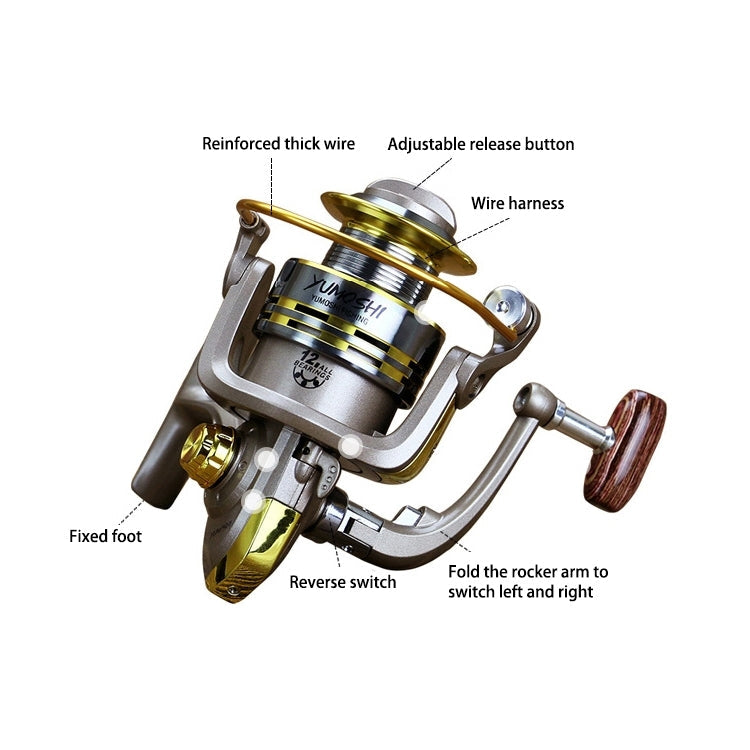 YUMOSHI Cuscinetti a sfera completamente in metallo Maniglia a bilanciere Sedile ruota Mulinello da pesca, GS1000, GS2000, GS3000, GS4000, GS5000, GS6000, GS7000