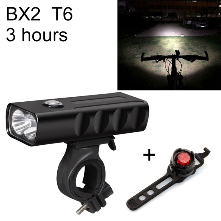 Luce a led per manubrio anteriore con ricarica USB BX2 (3 ore, lampada T6 + gemma), 3 Hours, T6+Gem Lamp
