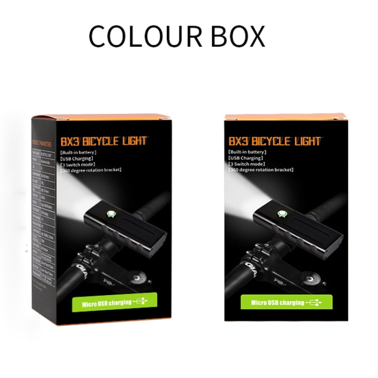 Luce a led per manubrio anteriore con ricarica USB BX2 (3 ore, lampada T6 + gemma), 3 Hours, T6+Gem Lamp