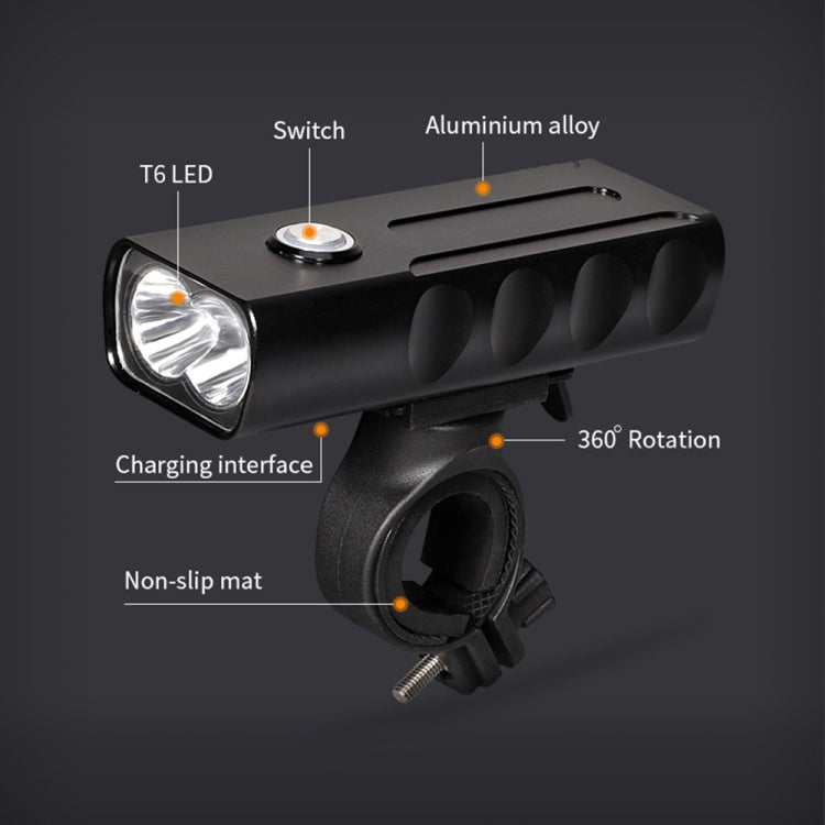 Luce a led per manubrio anteriore con ricarica USB BX2 (3 ore, lampada T6 + gemma), 3 Hours, T6+Gem Lamp