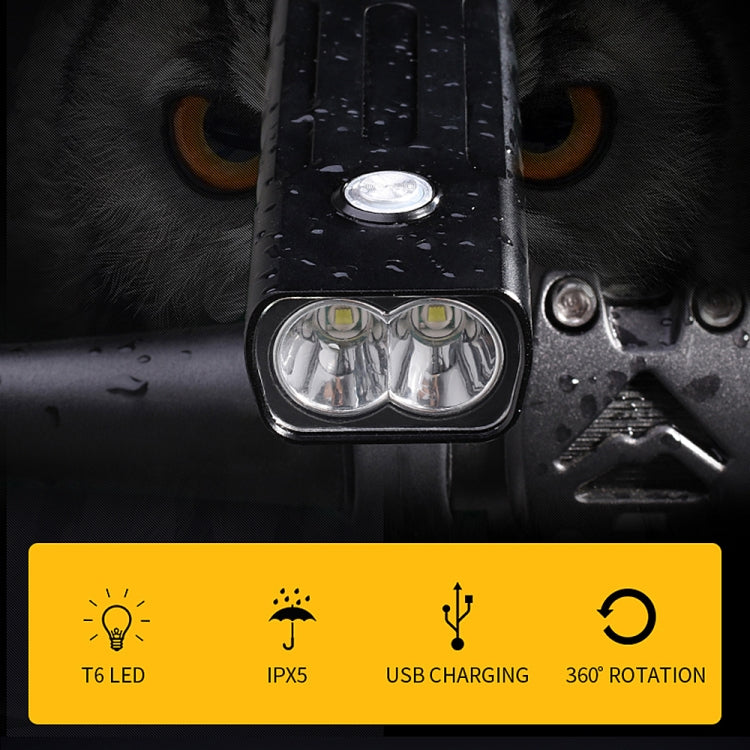 Luce a LED per manubrio anteriore con ricarica USB BX2 (3 ore, lampada T6 + A02), 3 Hours, T6+A02 Lamp
