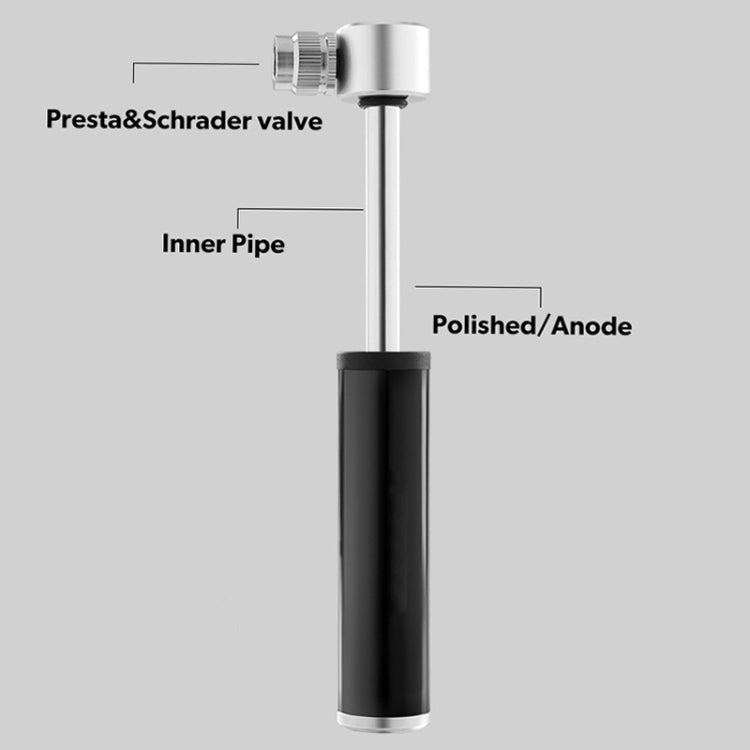 Mini pompa portatile manuale in lega di alluminio per bicicletta + toppa per pneumatici senza colla + leva per pneumatici a forma di pesce, Inflator + Glue-free Tire Patch + Fish-shaped Tire Lever Black