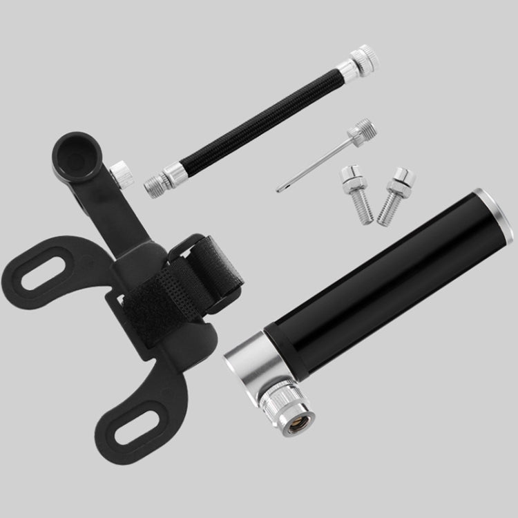 Mini pompa portatile manuale in lega di alluminio per bicicletta + toppa per pneumatici senza colla + leva per pneumatici a forma di pesce, Inflator + Glue-free Tire Patch + Fish-shaped Tire Lever Black