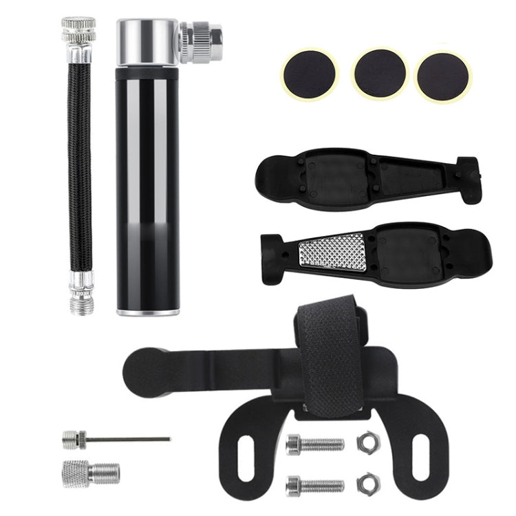 Mini pompa portatile manuale in lega di alluminio per bicicletta + toppa per pneumatici in plastica senza colla + leva per pneumatici, Inflator + Plastic glue-free tire patch + Tire lever Black, Inflator + Plastic glue-free tire patch + Tire lever Red