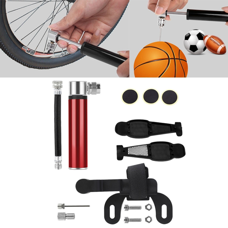 Mini pompa portatile manuale in lega di alluminio per bicicletta + toppa per pneumatici in plastica senza colla + leva per pneumatici, Inflator + Plastic glue-free tire patch + Tire lever Black, Inflator + Plastic glue-free tire patch + Tire lever Red