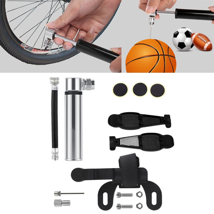 Mini pompa portatile manuale in lega di alluminio per bicicletta + toppa per pneumatici in plastica senza colla + leva per pneumatici, Inflator + Plastic glue-free tire patch + Tire lever Black, Inflator + Plastic glue-free tire patch + Tire lever Red