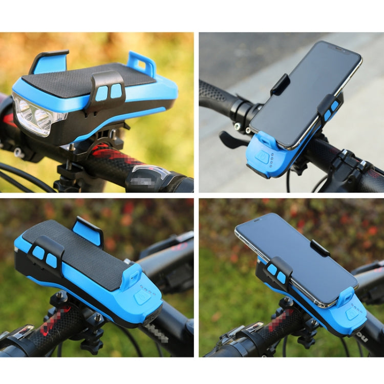 Multifunzione 4 in 1 Porta telefono Campanello per bicicletta Power Bank Torcia per lampada da ciclismo, 4 in 1 Phone Holder