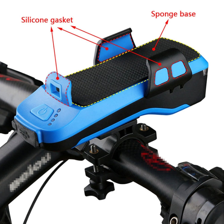 Multifunzione 4 in 1 Porta telefono Campanello per bicicletta Power Bank Torcia per lampada da ciclismo, 4 in 1 Phone Holder