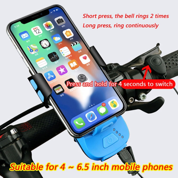 Multifunzione 4 in 1 Porta telefono Campanello per bicicletta Power Bank Torcia per lampada da ciclismo, 4 in 1 Phone Holder