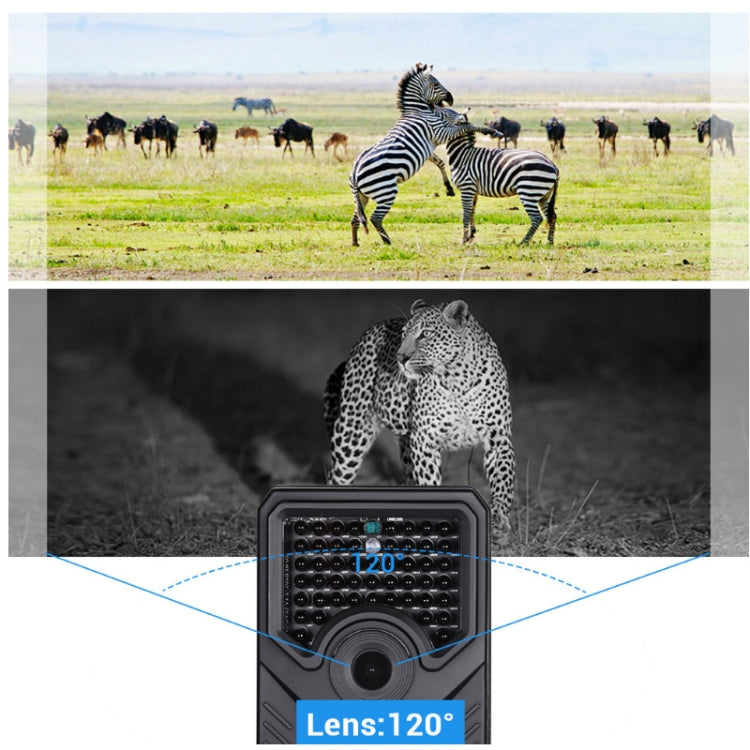 PR-200B Obiettivo grandangolare da 120 gradi IP56 Impermeabile 12MP 1080P HD Telecamera da caccia a infrarossi, Scheda TF di supporto, Distanza PIR: 10-15 m, PR200B