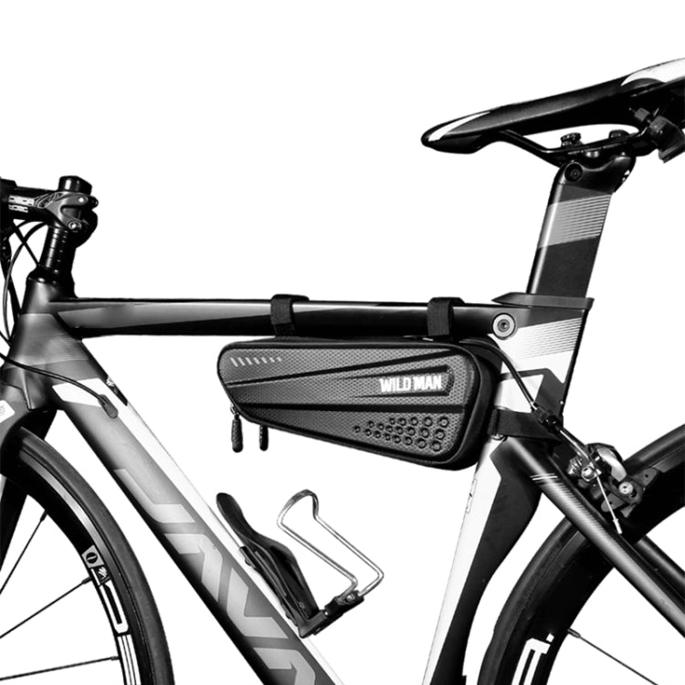 WILD MAN ES4 1.2L Borse da bicicletta rigide Borsa da telaio per bicicletta da strada antipioggia Borsa triangolare, ES4 (Black)