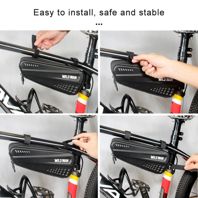 WILD MAN ES4 1.2L Borse da bicicletta rigide Borsa da telaio per bicicletta da strada antipioggia Borsa triangolare, ES4 (Black)