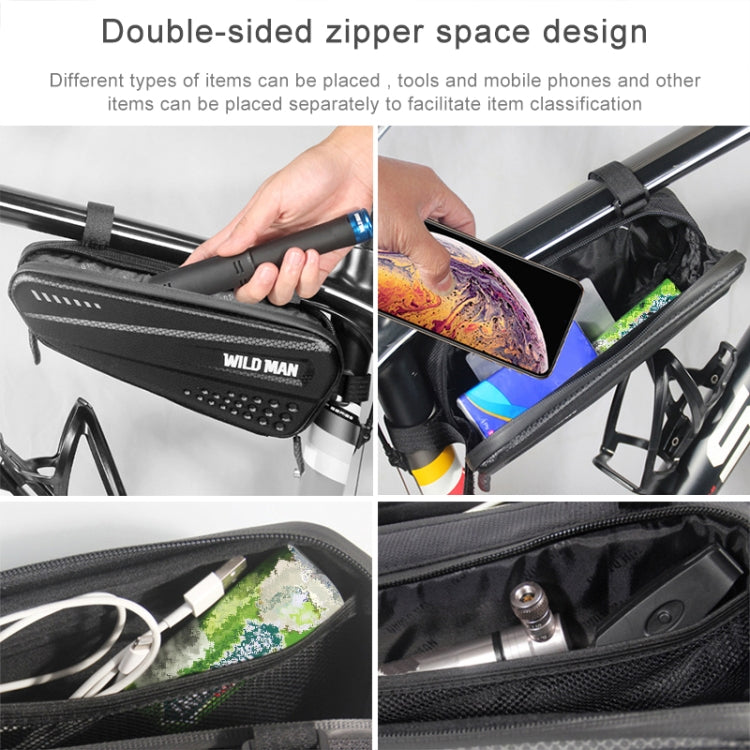 WILD MAN ES4 1.2L Borse da bicicletta rigide Borsa da telaio per bicicletta da strada antipioggia Borsa triangolare, ES4 (Black)