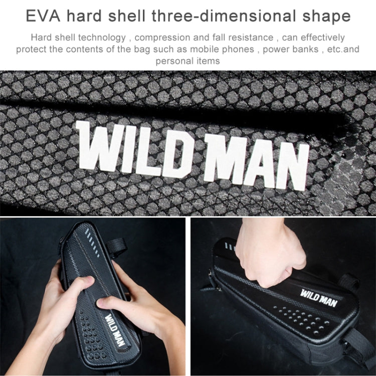 WILD MAN ES4 1.2L Borse da bicicletta rigide Borsa da telaio per bicicletta da strada antipioggia Borsa triangolare, ES4 (Black)