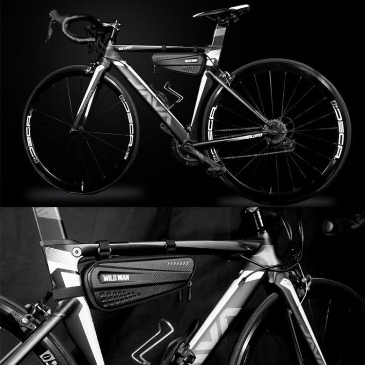 WILD MAN ES4 1.2L Borse da bicicletta rigide Borsa da telaio per bicicletta da strada antipioggia Borsa triangolare, ES4 (Black)