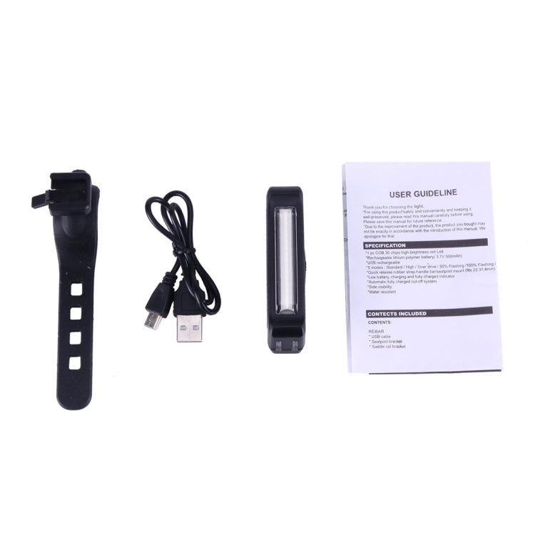 RAYPAL RPL-2261 100LM Luce rossa COB LED USB ricaricabile 6 modalità Luce posteriore per bicicletta Spia con supporto per manubrio, RPL-2261