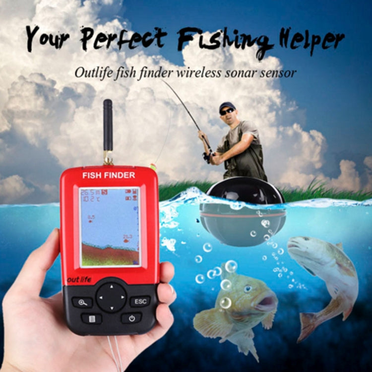 XJ-01 Rilevatore di pesci wireless Sensore sonar 125KHz Localizzatore di profondità 0,6-36 m Localizzatore di pesci con schermo LCD da 2,4 pollici e antenna, sensore di temperatura dell'acqua integrato, XJ-01