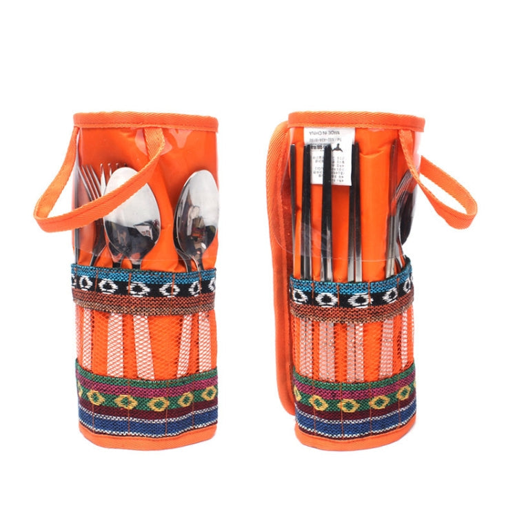 Stoviglie da esterno Completo da 12 pezzi Bacchette portatili in acciaio inossidabile Coltello Forchetta Cucchiaio Forniture Borsa da picnic
