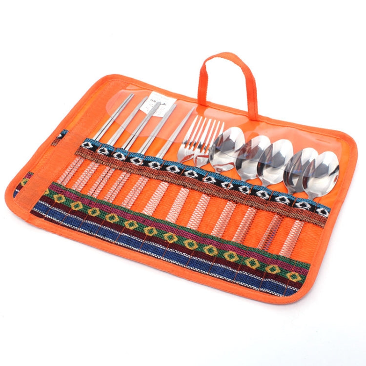 Stoviglie da esterno Completo da 12 pezzi Bacchette portatili in acciaio inossidabile Coltello Forchetta Cucchiaio Forniture Borsa da picnic