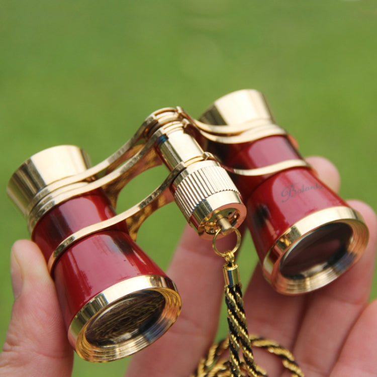 Telescopio a specchio regalo classico rosso con cintura in metallo 3X25 placcato in oro, Wine Red with Chain