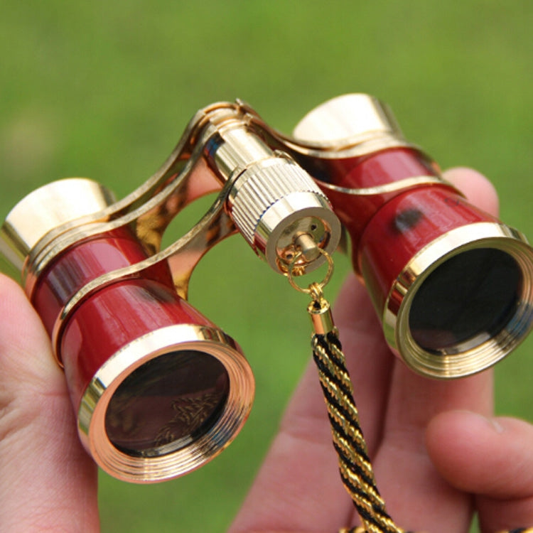 Telescopio a specchio regalo classico rosso con cintura in metallo 3X25 placcato in oro, Wine Red with Chain