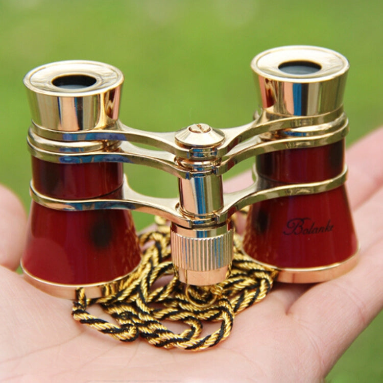 Telescopio a specchio regalo classico rosso con cintura in metallo 3X25 placcato in oro, Wine Red with Chain