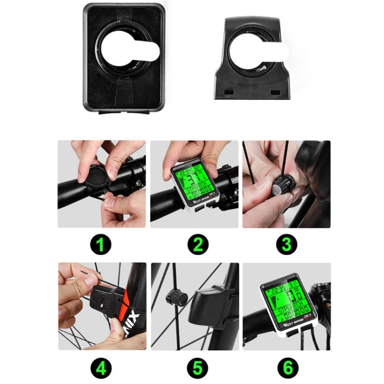 WEST BIKING Misuratore di codice wireless per mountain bike Tachimetro impermeabile multifunzionale a grande schermo, Large-Screen