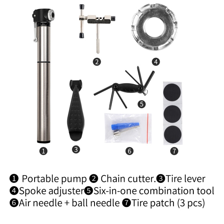 Kit di riparazione per biciclette Set di riparazione Bicicletta Mountain Road Strumento per pneumatici Pompa Equipaggiamento per la guida