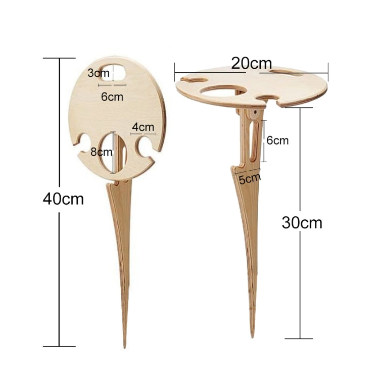Portabottiglie pieghevole per prato in legno Portabottiglie inserito Portabottiglie da picnic all'aperto Tavolo pieghevole, 20cm