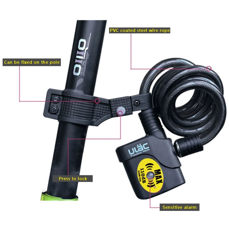 ULAC AL-3P Cavo di allarme per bicicletta Lucchetto per mountain bike Forniture per ciclismo, ULAC AL-3P