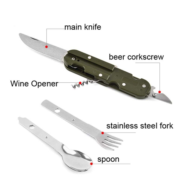 Stoviglie da campeggio all'aperto Coltello pieghevole in acciaio inossidabile Stoviglie combinate forchetta e cucchiaio