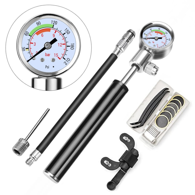 Pompa portatile ad alta pressione Pompa da bicicletta Mini pompa per mountain bike + scatola di riparazione pneumatici senza colla, Bicycle Pump + Glue-free Tire Repair Box