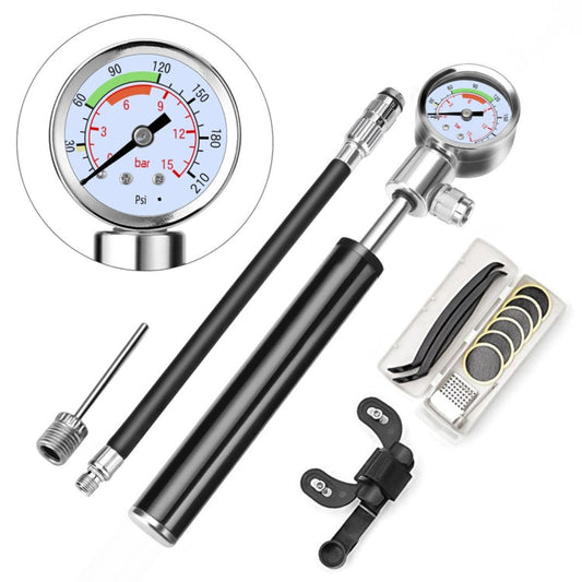 Pompa portatile ad alta pressione Pompa da bicicletta Mini pompa per mountain bike + scatola di riparazione pneumatici senza colla, Bicycle Pump + Glue-free Tire Repair Box