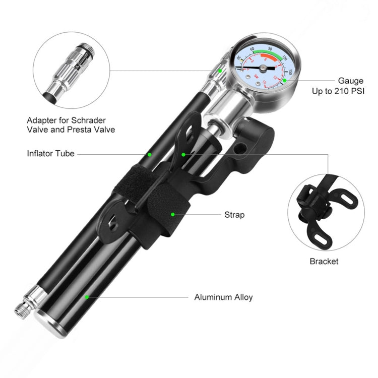 Pompa portatile ad alta pressione Pompa da bicicletta Mini pompa per mountain bike + scatola di riparazione pneumatici senza colla, Bicycle Pump + Glue-free Tire Repair Box