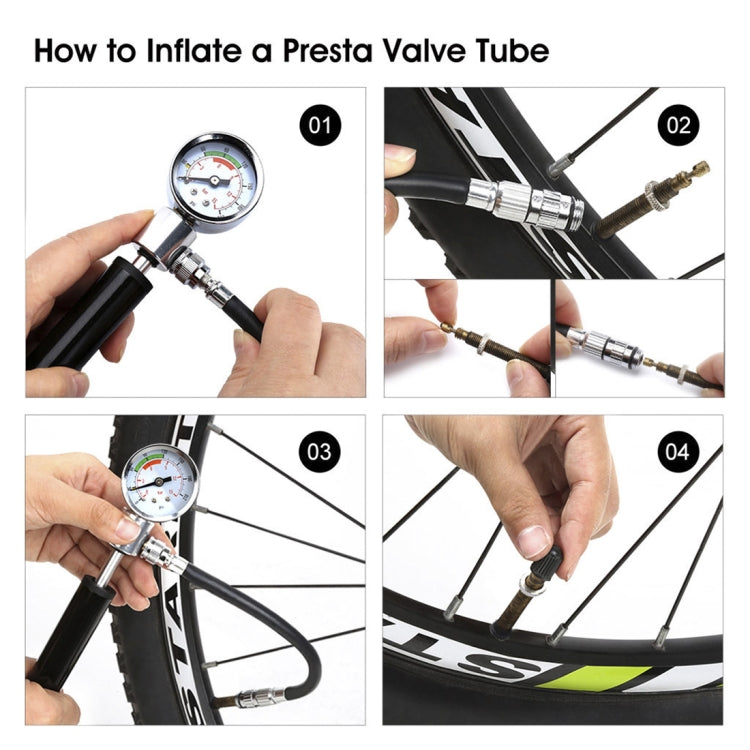 Pompa portatile ad alta pressione Pompa da bicicletta Mini pompa per mountain bike + scatola di riparazione pneumatici senza colla, Bicycle Pump + Glue-free Tire Repair Box