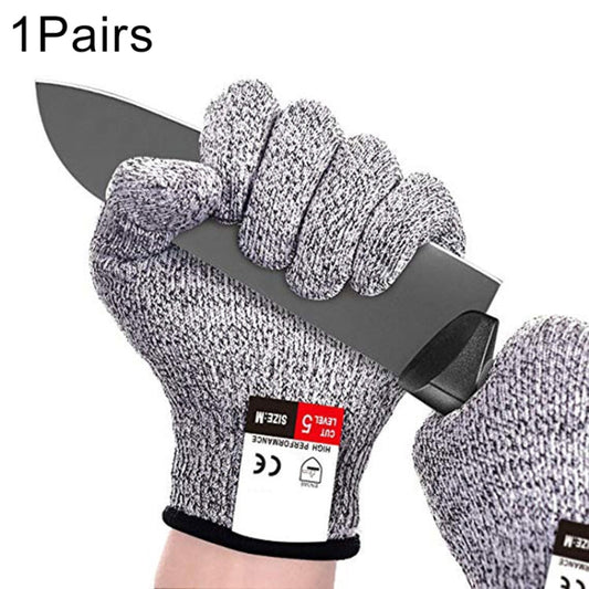 Un paio di guanti da giardinaggio resistenti al taglio Guanti da lavoro di sicurezza antiusura antitaglio a 5 livelli HPPE per uso alimentare, taglia: M, lunghezza: 22 cm, Size: M/Black, Size: M/White