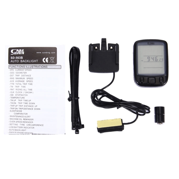 SunDing SD-563B Tachimetro contachilometri contachilometri impermeabile con schermo LCD cablato multifunzione con funzione di retroilluminazione del controllo della luce, SD-563B