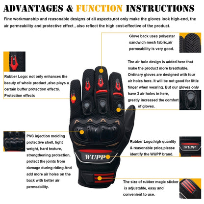 WUPP Guanti da moto Touch Screen Impermeabili Traspiranti Indossabili Antiscivolo Guanti protettivi estivi invernali a dita intere, Taglia: XL, Size: XL