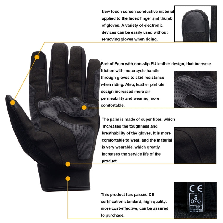 WUPP Guanti da moto Touch Screen Impermeabili Traspiranti Indossabili Antiscivolo Guanti protettivi estivi invernali a dita intere, Taglia: XL, Size: XL