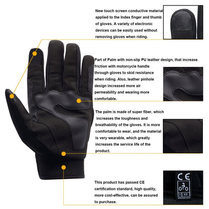WUPP Guanti da moto Touch Screen Impermeabili Traspiranti Indossabili Antiscivolo Guanti protettivi estivi invernali a dita intere, Taglia: XL, Size: XL