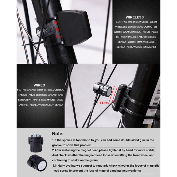 Tachimetro contachilometri LCD per ciclocomputer impermeabile wireless inglese da 2,8 pollici, Wireless