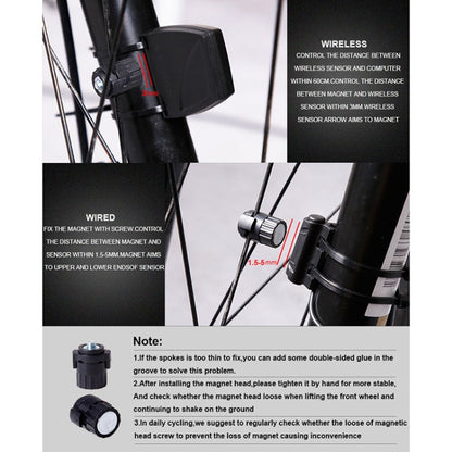 Tachimetro contachilometri LCD per ciclocomputer impermeabile wireless inglese da 2,8 pollici, Wireless