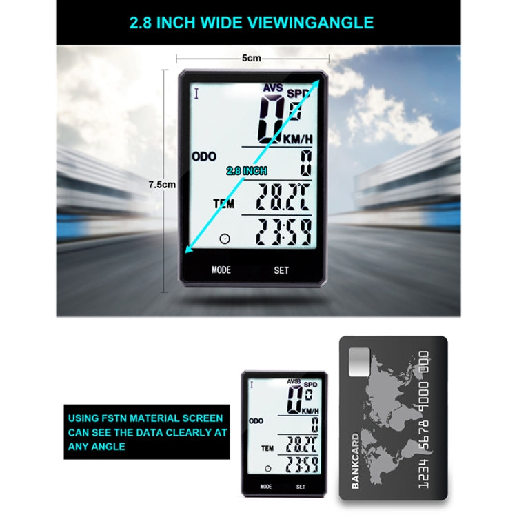 Tachimetro contachilometri LCD per ciclocomputer impermeabile wireless inglese da 2,8 pollici, Wireless