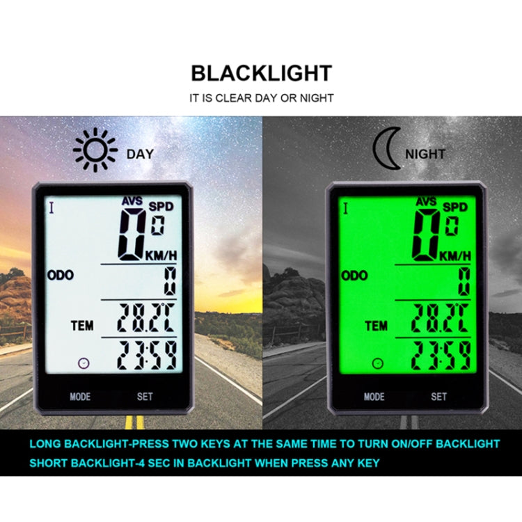 Tachimetro contachilometri LCD per ciclocomputer impermeabile wireless inglese da 2,8 pollici, Wireless