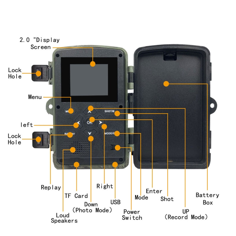 PR1000 Telecamera da 2 pollici con schermo LCD per visione notturna a infrarossi per caccia alla fauna selvatica, PR1000