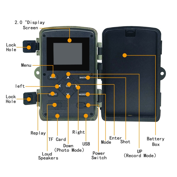 PR3000 Telecamera da 2 pollici con schermo LCD per visione notturna a infrarossi per caccia alla fauna selvatica, PR3000