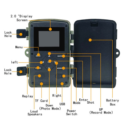 PR3000 Telecamera da 2 pollici con schermo LCD per visione notturna a infrarossi per caccia alla fauna selvatica, PR3000