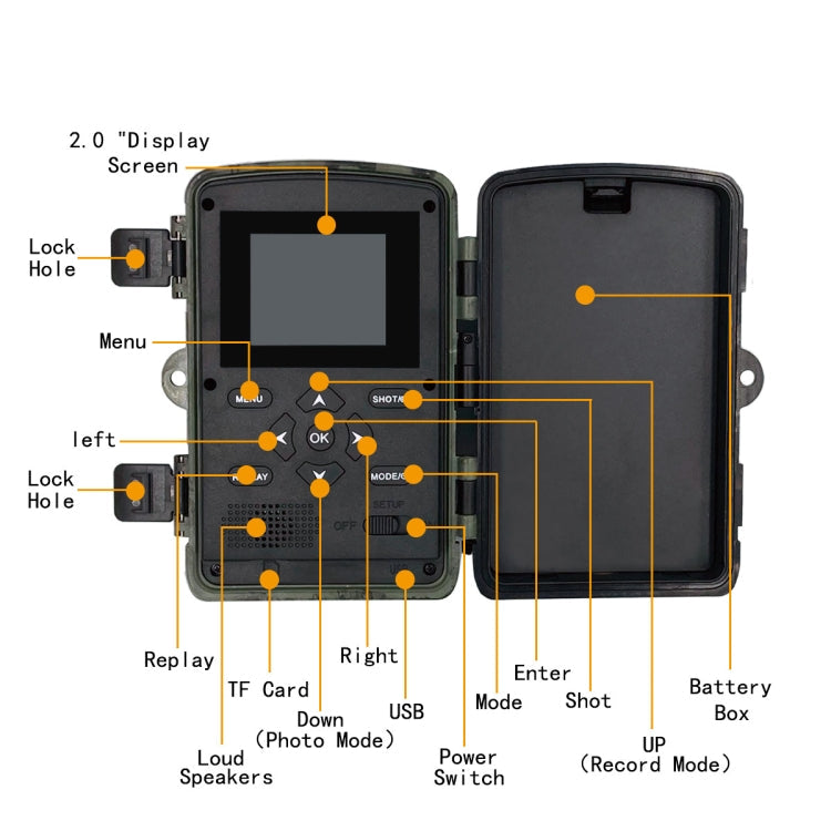 PR5000 Telecamera di localizzazione per caccia alla fauna selvatica con schermo LCD da 2 pollici 1080P WiFi a infrarossi per visione notturna, PR5000