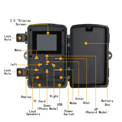 PR5000 Telecamera di localizzazione per caccia alla fauna selvatica con schermo LCD da 2 pollici 1080P WiFi a infrarossi per visione notturna, PR5000
