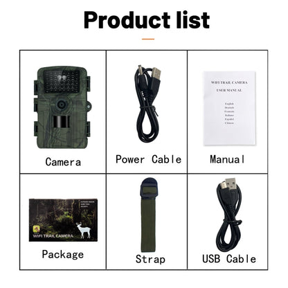 PR5000 Telecamera di localizzazione per caccia alla fauna selvatica con schermo LCD da 2 pollici 1080P WiFi a infrarossi per visione notturna, PR5000